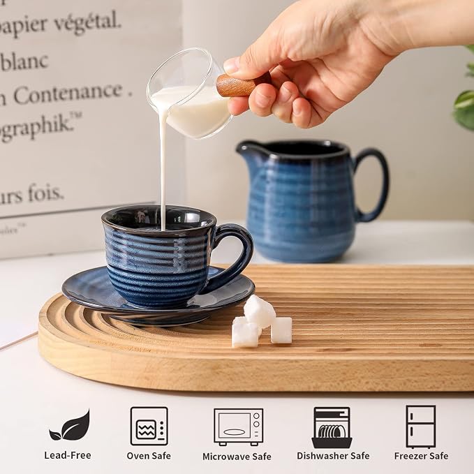 HASENSE Espresso Cups Set of 4, 4 Ounce Ceramic Cappuccino Cup