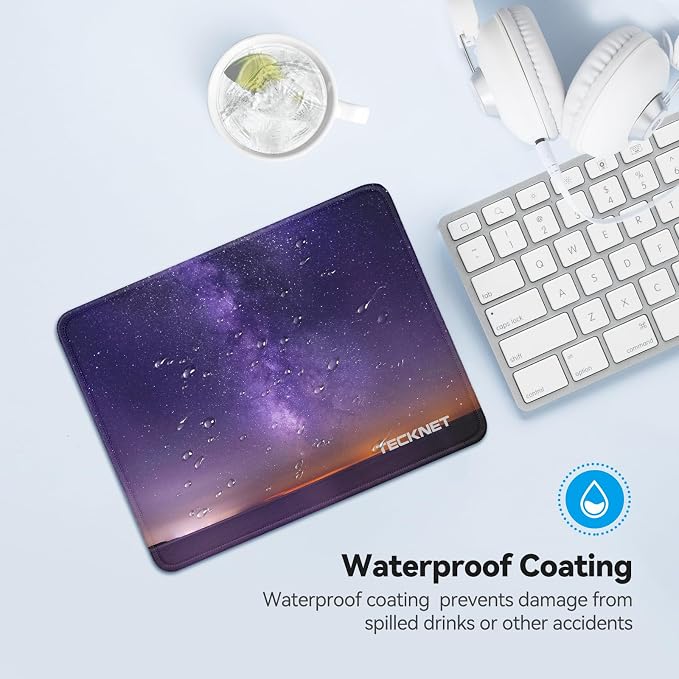 TECKNET Mouse Pad with Anti-fray Stitching, Waterproof Surface & Non-Slip