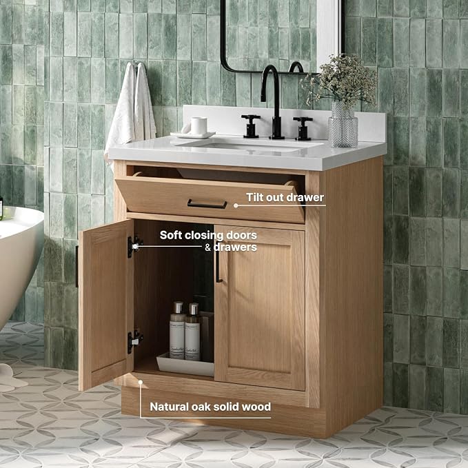 Hepburn 31" Inch Oak Single Bathroom Vanity