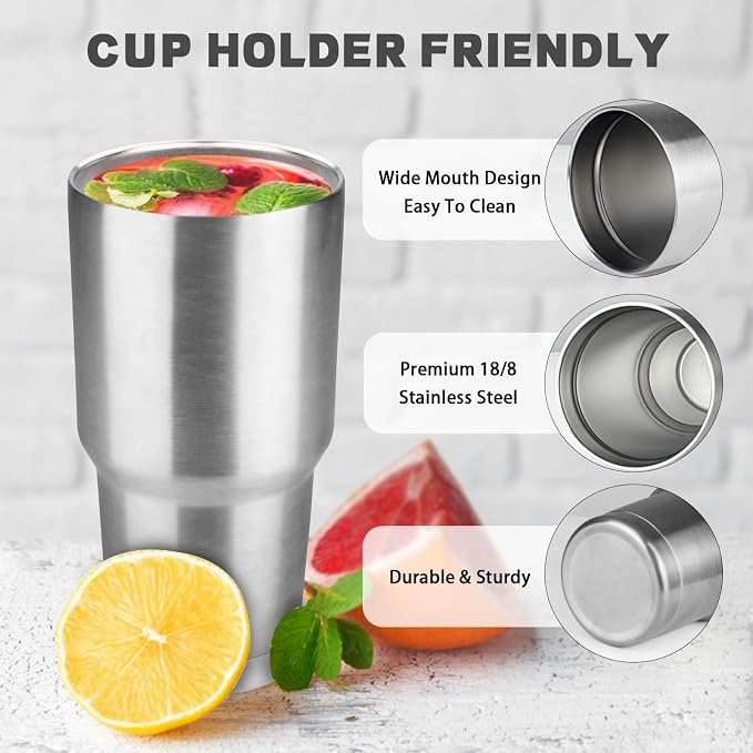 30 oz Tumbler with Lids and Straws, Stainless Steel Insulated Coffee Tumbler