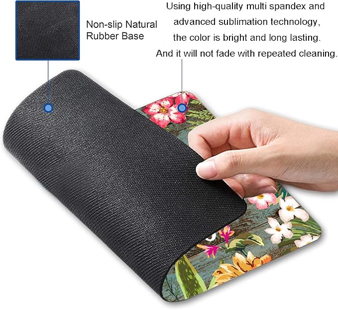 Mouse Pad, Floral Inspirational Quote Mousepad, Square Waterproof Pad Non-Slip