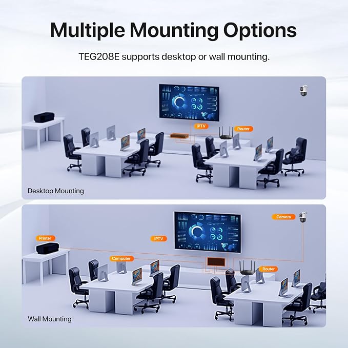 Tenda TEG208E 8 Port Managed Gigabit Switch, Easy Smart Managed, Base-T Ports