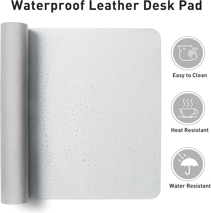 Aothia Leather Desk Pad Protector, Large Mouse Pad, Office Mat, Non-Slip PU