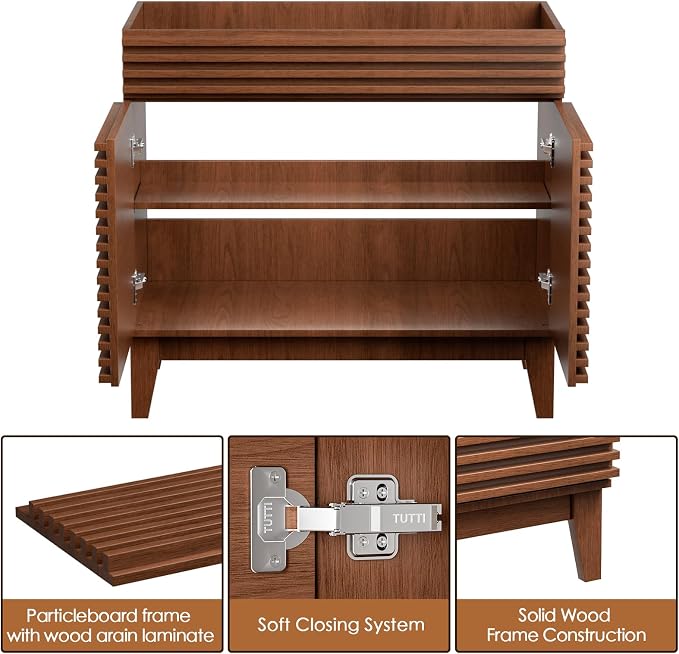 36" Bathroom Vanity, Mid-Century Freestanding Bathroom Cabinet Vanity