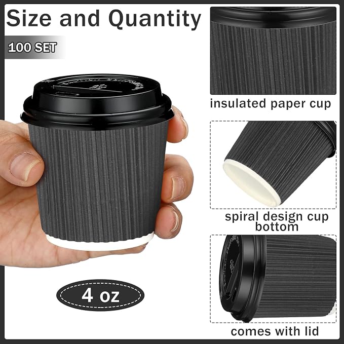 Uiifan 100 Set 4oz Disposable Espresso Cups