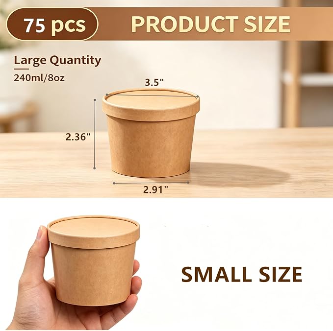 75 Pack 8oz Paper Soup Containers