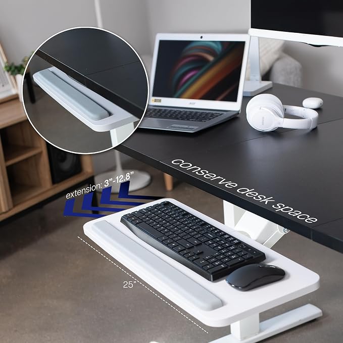 VIVO Adjustable 25 x 10 inch Computer Keyboard and Mouse Platform Tray