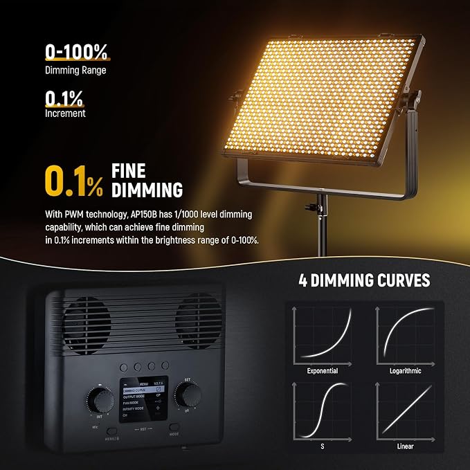 NEEWER 150W Bi Color LED Panel Video Light Kit, 1440 LEDs 49500Lux@0.5m