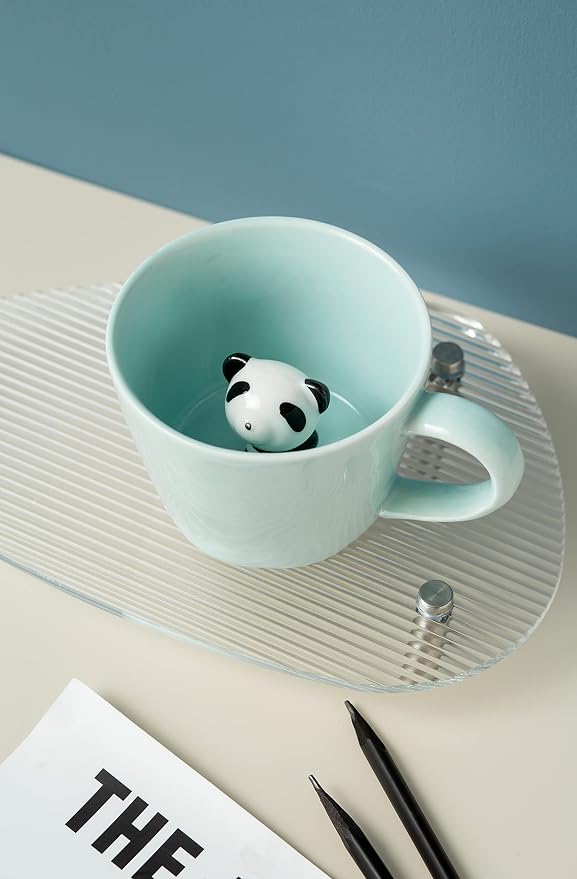 DIHOclub Panda Ceramic Cup Hidden 3D Animal Inside Mug, Cute Cartoon Handmade