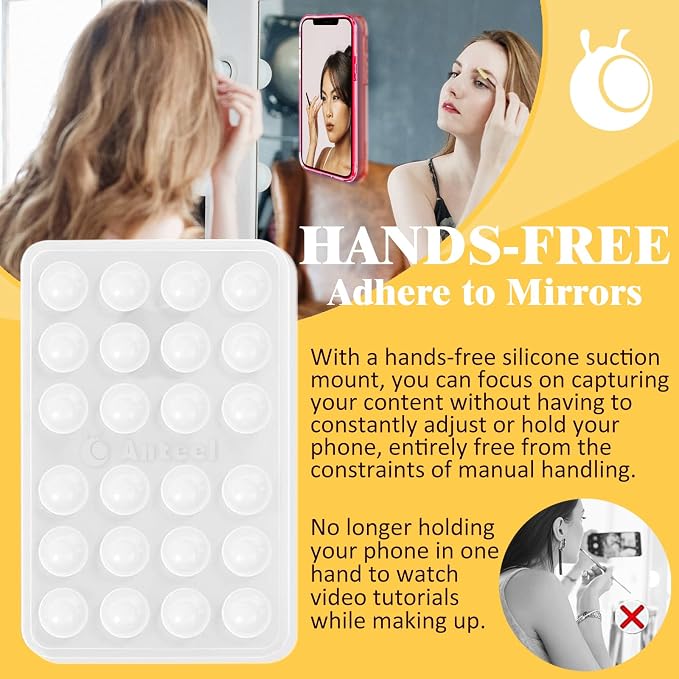 Anteel Medium-Sized Silicone Suction Phone Case Adhesive Mount, Enhanced