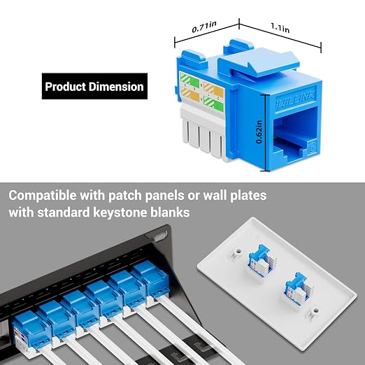 iwillink 10Gbps Cat6 Keystone Jack, RJ45 Keystone Jack 25-Pack and Keystone