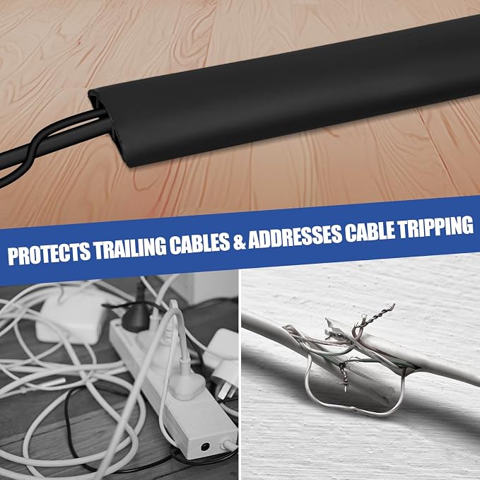 Floor Cord Cover Self Adhesive Cord Hider, 10FT Cable Management, Extension