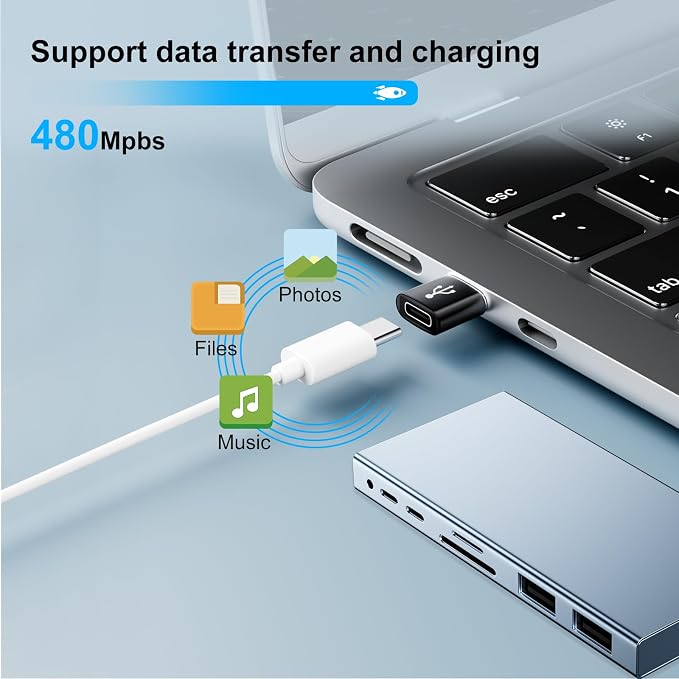 USB to USB C Adapter 8 Pack, USB to Type C Adapter, USBA Charger Type-C Fast