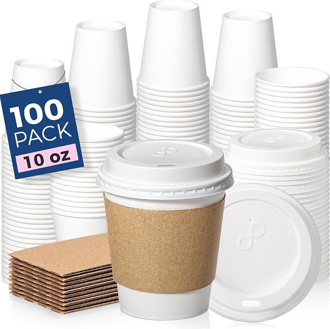 Fit Meal Prep 100 Pack 10 oz Disposable Coffee Cups