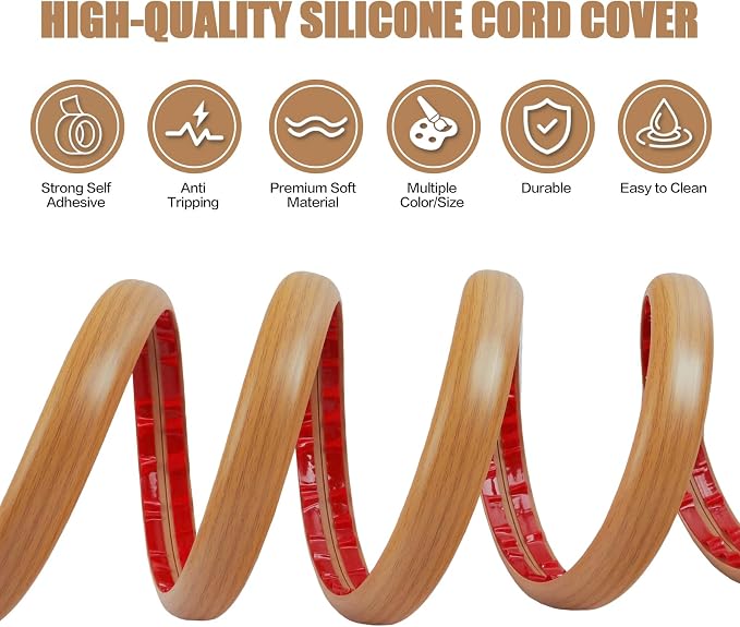 Floor Cord Cover Self Adhesive Cord Hider, 10FT Cable Management, Extension