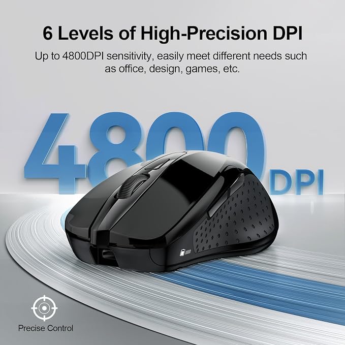 TECKNET Wireless Mouse Rechargeable 4800 DPI Silent USB A & Bluetooth Mouse 6