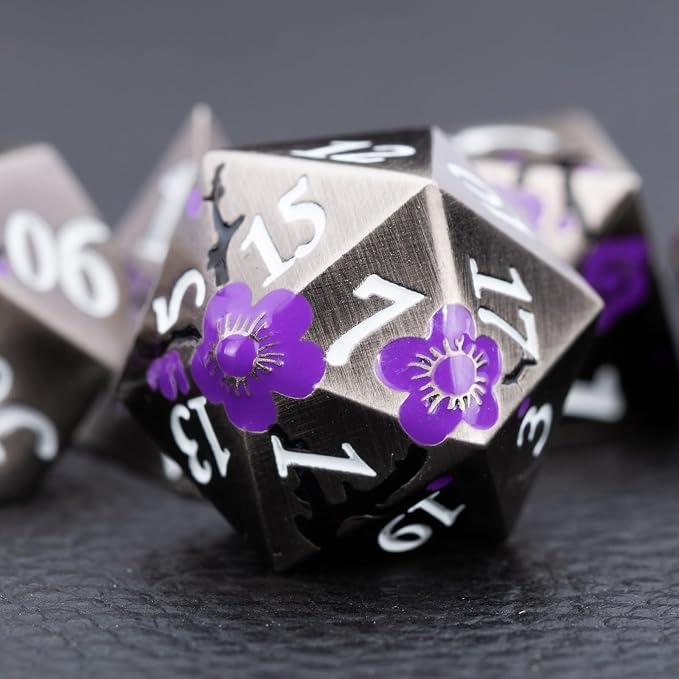 Black Metal DND Dice Set with Gift Case