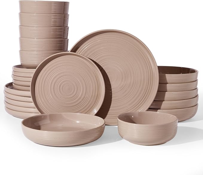 Stoneware Dinnerware Set with Pasta Bowls, Service