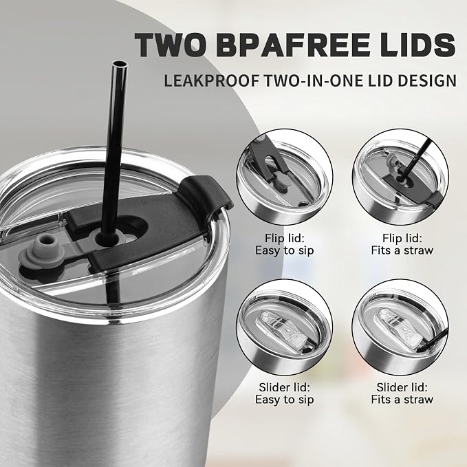 30 oz Tumbler with Lids and Straws, Stainless Steel Insulated Coffee Tumbler
