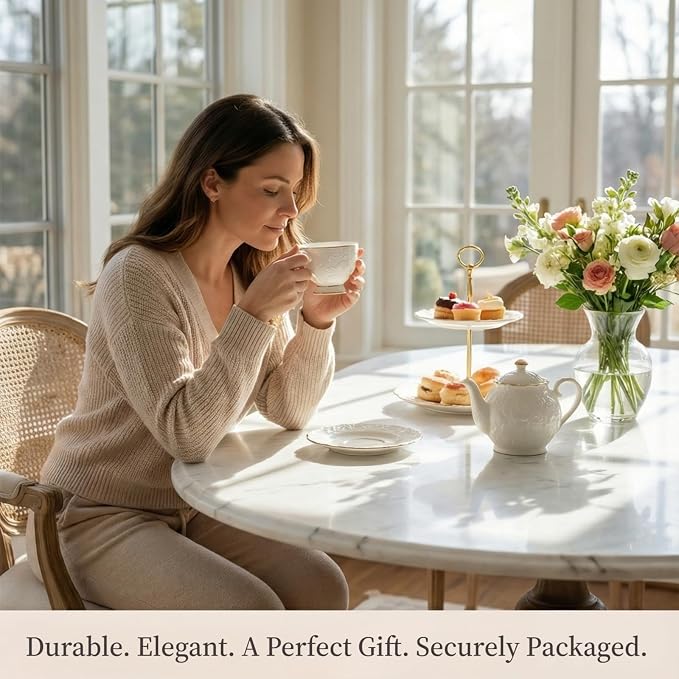 Tea Cup and Saucer Set for 1, 6.8 Oz | Coffee Cup