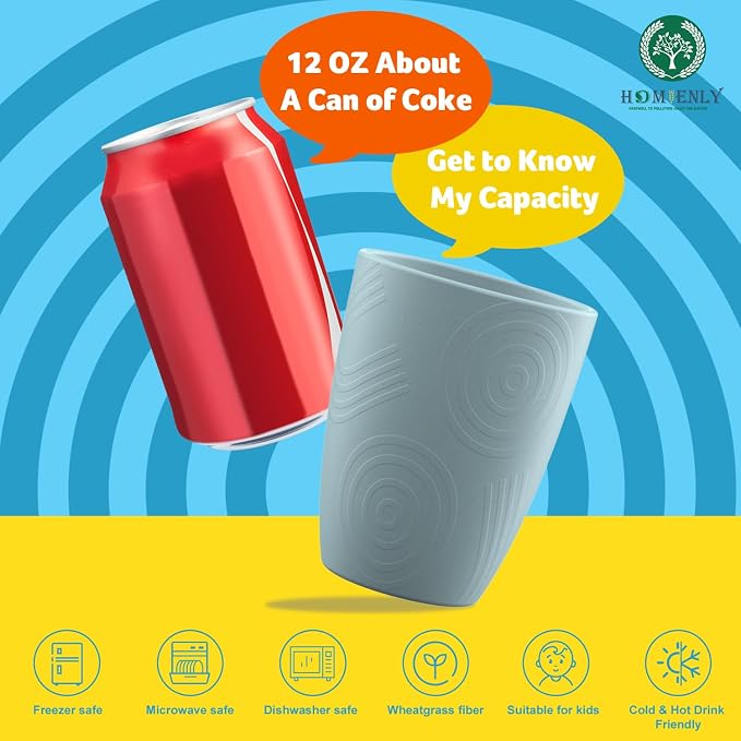 Homienly Wheat Straw Cups Set of 8, 12oz Drinking Cups, Plastic Cups Reusable