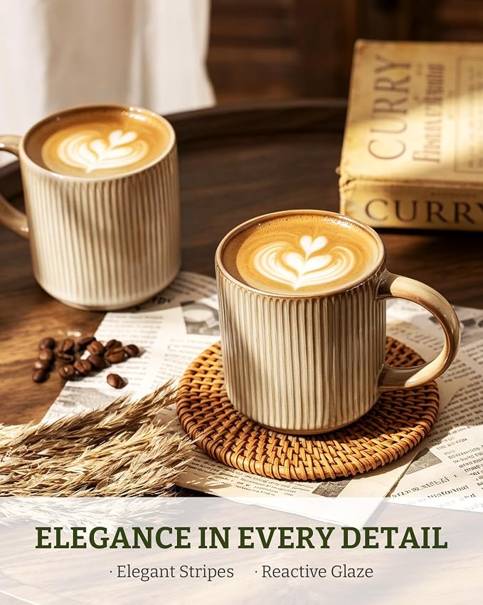 famiware Coffee Mug Set for 6, Star 12 oz Catering Mugs Cup Set