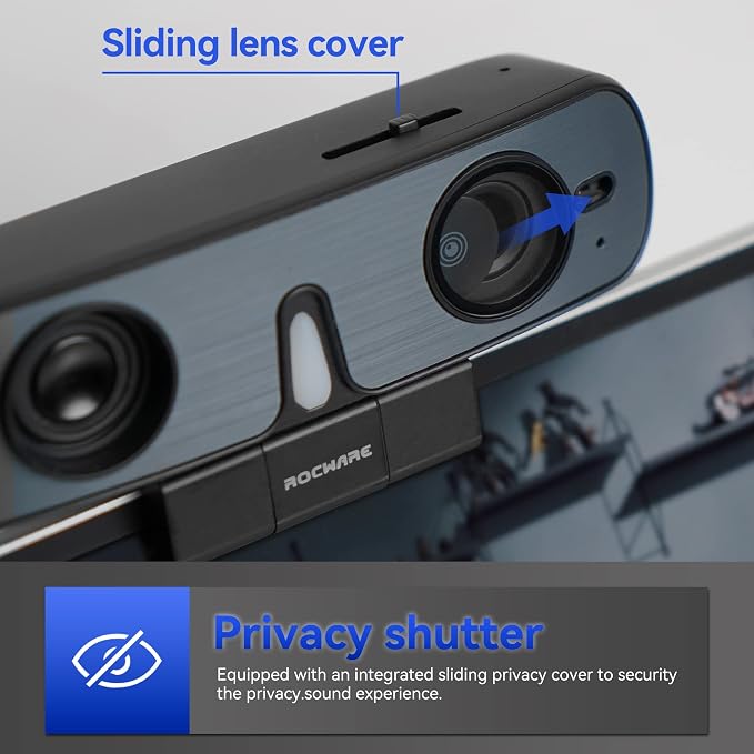 ROCWARE RC08 2K Webcam with Speaker, Webcam
