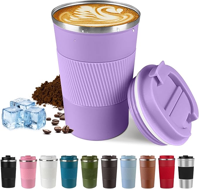Vacuum Insulated Stainless Steel Travel Coffee Mug, Leak Proof Cup