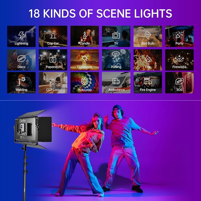 GVM 1500D RGB Video Light, 75W Photography Light