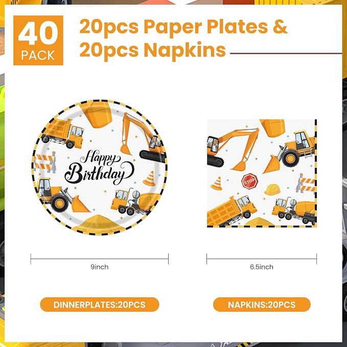 Construction Plates and Napkins Party Supplies