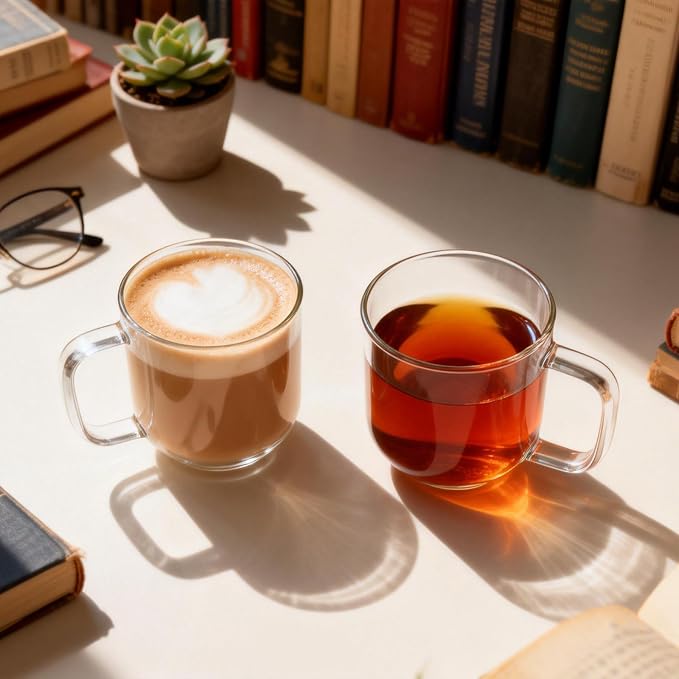 Glass Coffee Mugs, 8 oz iced coffee cups, Glass Mugs
