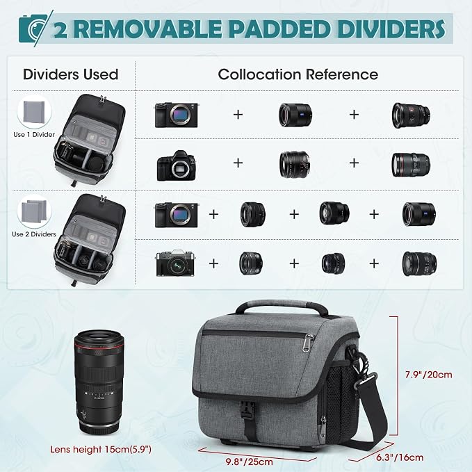 RAINSMORE Camera Bag, DSLR/SLR/Mirrorless Camera Case