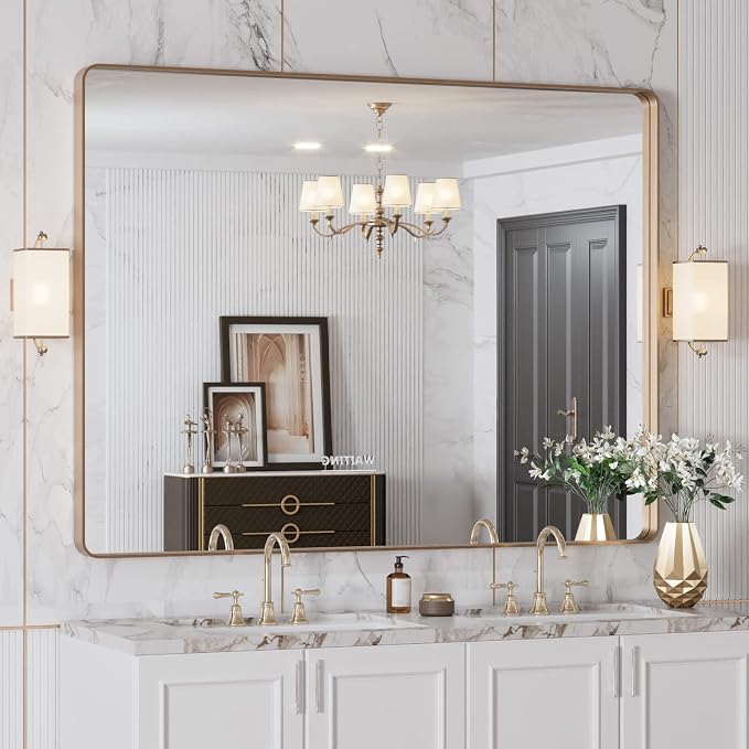 48”X36” Gold Bathroom Mirror