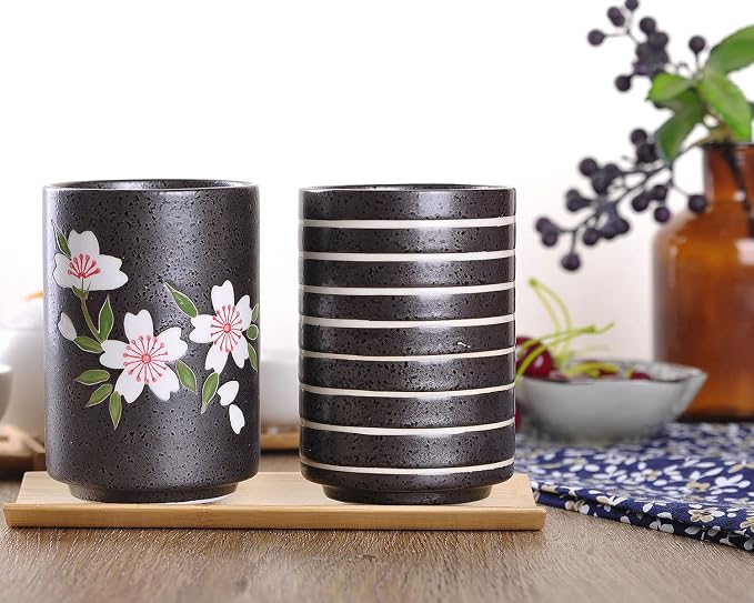 WHJY 10oz Transitional Chinese/Japanese style Handle-less Ceramic Tea cups