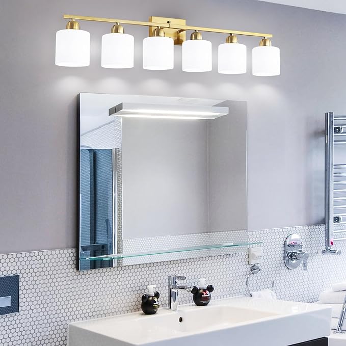 6 Light Gold Bathroom Vanity Light