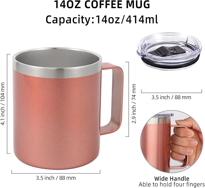 Volhoply 14oz Insulated Stainless Steel Coffee Mug
