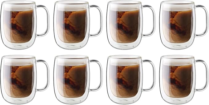 ZWILLING Sorrento Plus 8-pc Double-Wall Glass Coffee Mug Set
