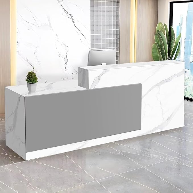 Reception Desk with Counter Modern Checkout Counter with Lockable Drawer
