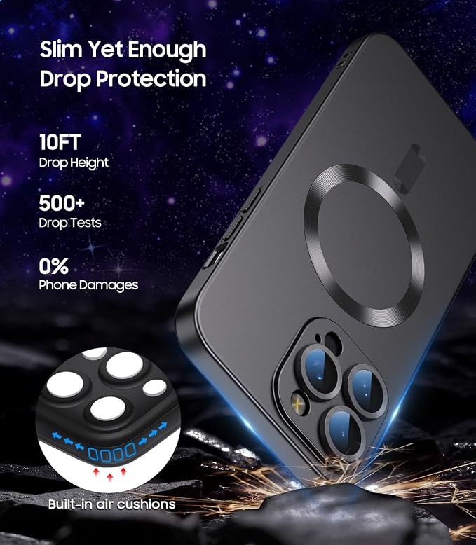 Magnetic for iPhone 16 Pro Case Slim Soft Silicone Bumper Shockproof Metallic