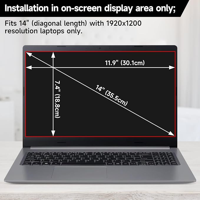 14 Inch 1920x1200 Aspect Ratio Laptop Privacy Screen Filter, Anti Blue Light