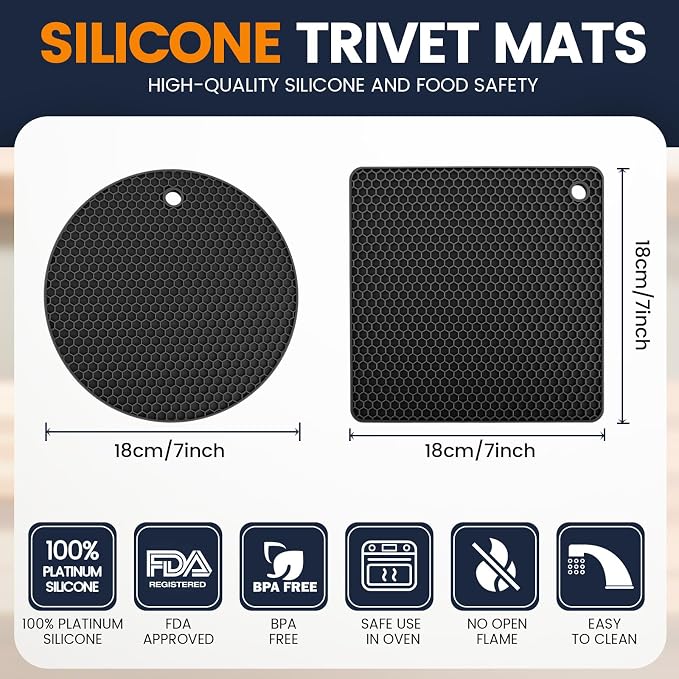 Silicone Trivet Mats 4 Heat Resistant Pot Holders Multipurpose Non-Slip Hot Pads