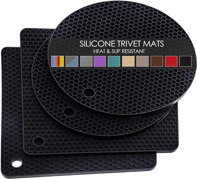 4 Pack Silicone Trivets for Hot Pots and Pans, Non-Slip & Heat Resistant