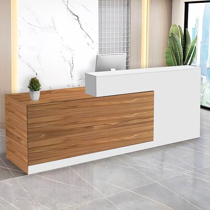 Reception Desk with Counter Modern Checkout Counter with Lockable Drawer