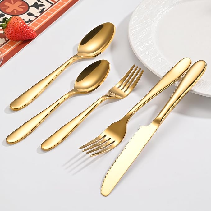 40-Piece Gold Silverware Set, Flatware Set