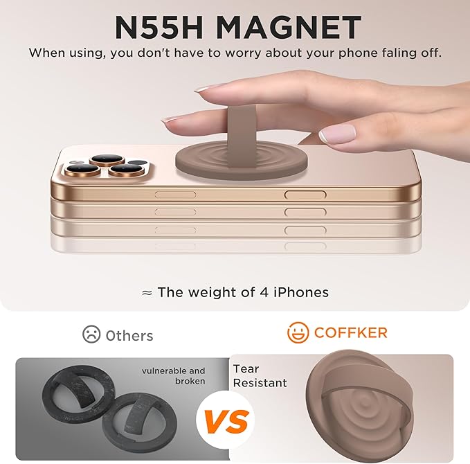 Magnetic Phone Ring Grip Holder, Silicone Finger Loop Grip, Compatible