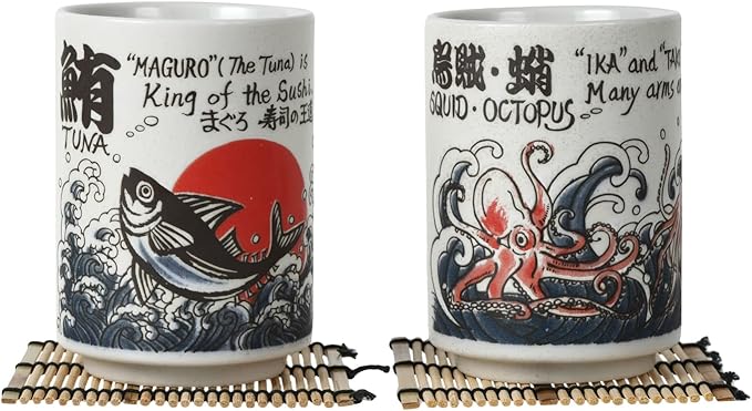 Japanese Tea Cups Sushi-Yunomi Mino Ware