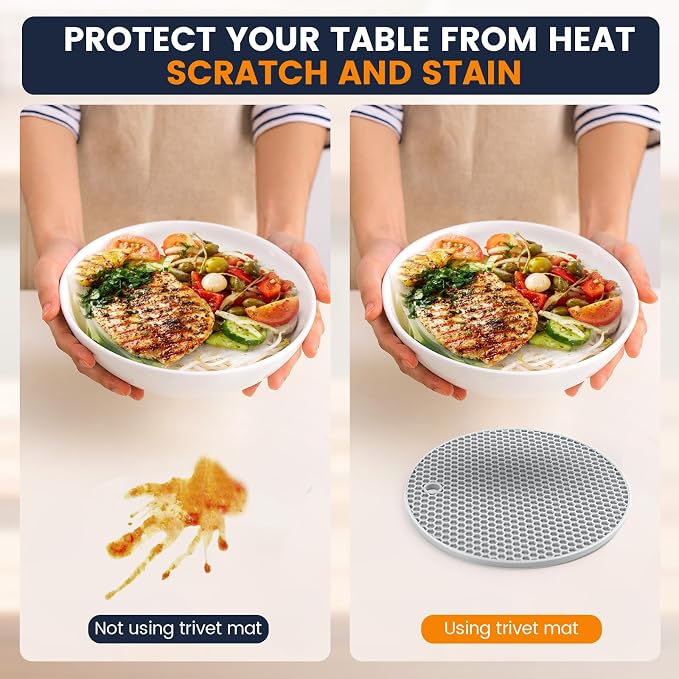 Silicone Trivet Mats 4 Heat Resistant Pot Holders Multipurpose Non-Slip Hot Pads