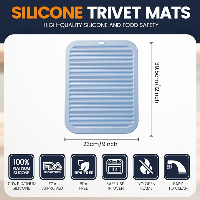 Silicone Trivet Mats 2 Heat Resistant Pot Holders Multipurpose Non-Slip Hot Pads