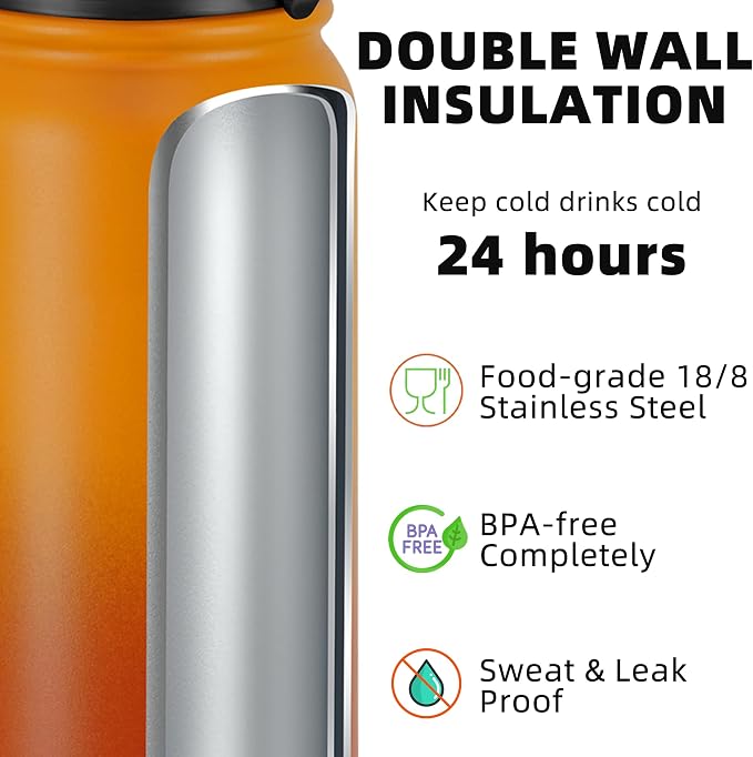 Fanhaw 24 oz Insulated Stainless Steel Water Bottle