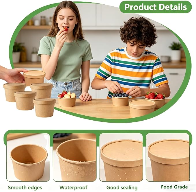 75 Pack 8oz Paper Soup Containers